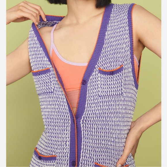 New KULE x Anthropologie Virginie M Purple Knit Sleeveless Button Front Sweater - Picture 14 of 15